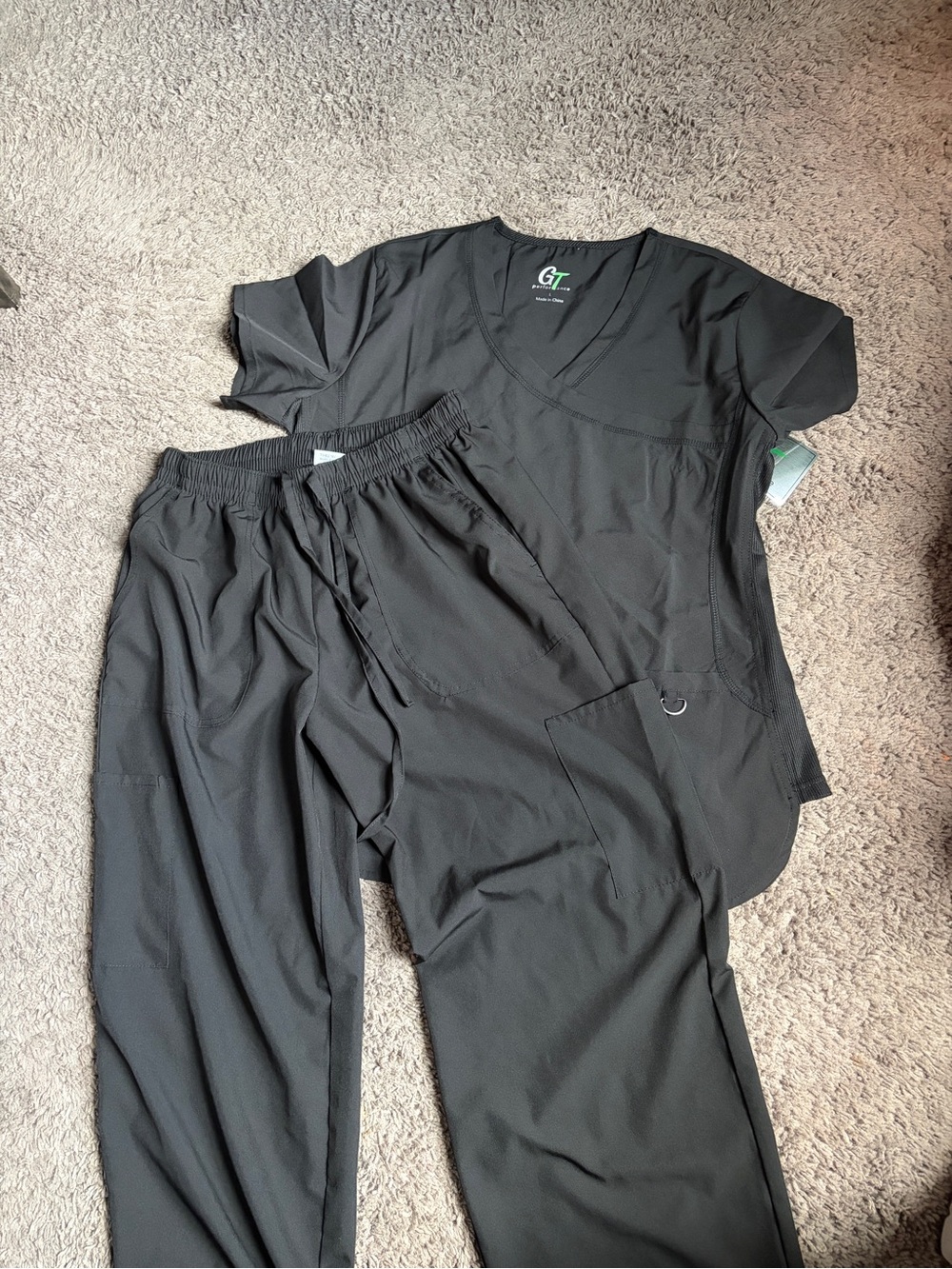 Black Medical Scrub Set with Logo